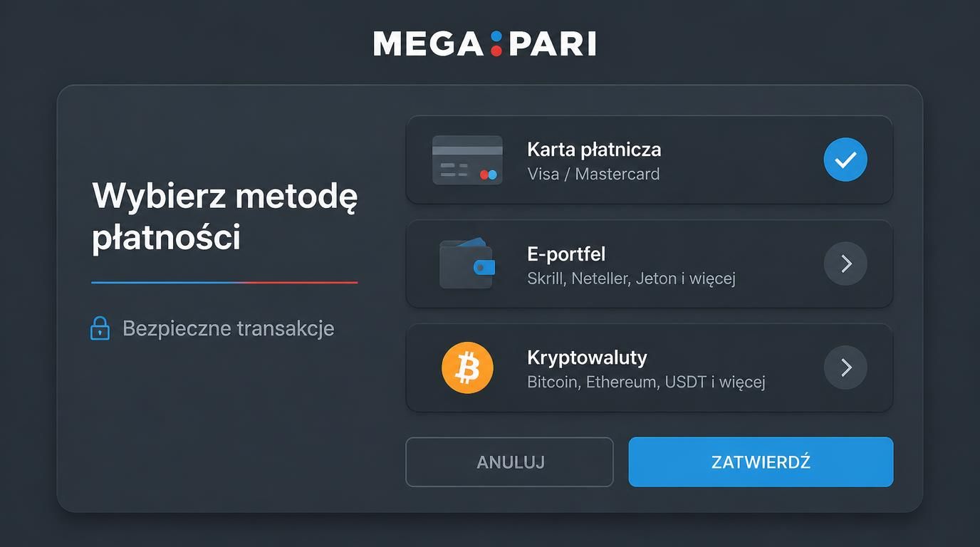panel wyboru metody depozytu: karta, portfel, krypto 